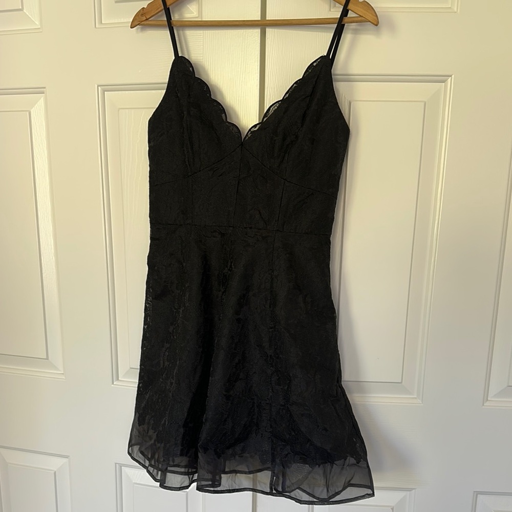 NWT Elegant Black Lace Mini Dress Fit & Flare, size medium